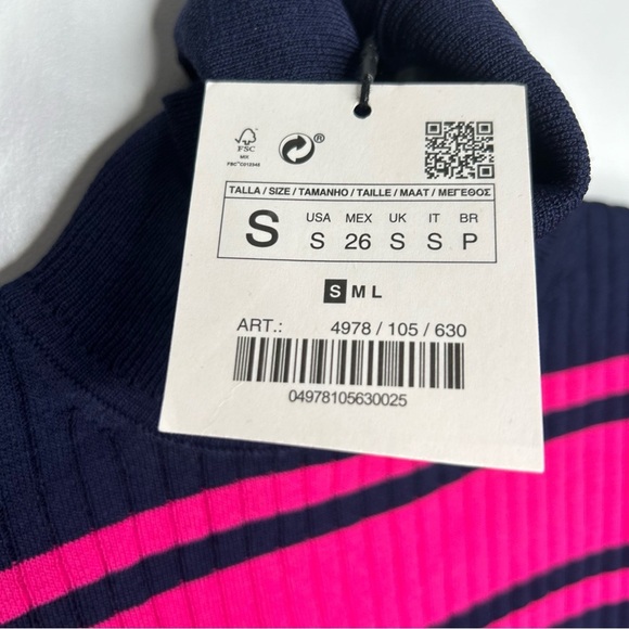 Zara Ribbed PuffSleeve Striped Turtleneck Sweater S - Picture 11 of 16